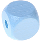 Cubos em azul bebé com letras em relevo, de 10 mm : Em branco