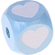 Cubos con letras en relieve de 10 mm en color azul bebé con imágenes : corazón