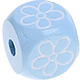 Cubos con letras en relieve de 10 mm en color azul bebé con imágenes : hoja de trébol