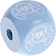 Cubos em azul bebé com letras em relevo, de 10 mm – Imagens : crânio