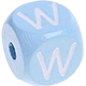 Cubos con letras en relieve de 10 mm en color azul bebé : W