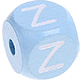Cubos em azul bebé com letras em relevo, de 10 mm : Z