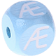 Cubos em azul bebé com letras em relevo, de 10 mm : Æ