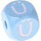 Cubos con letras en relieve de 10 mm en color azul bebé : Ü