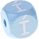 Cubos con letras en relieve de 10 mm en color azul bebé en portugués : Í