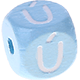 Cubos con letras en relieve de 10 mm en color azul bebé en portugués : Ú