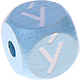 Cubos con letras en relieve de 10 mm en color azul bebé en checheno : Ý