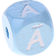 Cubes à lettres gravées Azul bebé, 10 mm – Letton : Ā