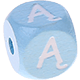 Cubos con letras en relieve de 10 mm en color azul bebé en polaco : Ą