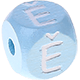 Cubos em azul bebé com letras em relevo, de 10 mm – Checo : Ě