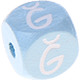 Světle modré ražené kostky s písmenky 10 mm – turečtina : Ğ