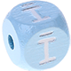 Světle modré ražené kostky s písmenky 10 mm – lotyšský : Ī