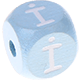 Cubos con letras en relieve de 10 mm en color azul bebé en turco : İ