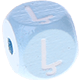 Babyblaue, geprägte Buchstabenwürfel, 10 mm – Lettisch : Ļ