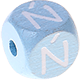 Cubos em azul bebé com letras em relevo, de 10 mm – Polaco : Ń