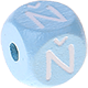 Cubos em azul bebé com letras em relevo, de 10 mm – Checo : Ň