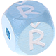Cubos con letras en relieve de 10 mm en color azul bebé en checheno : Ř