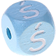 Cubos em azul bebé com letras em relevo, de 10 mm – Polaco : Ś