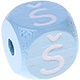 Cubos con letras en relieve de 10 mm en color azul bebé en checheno : Š
