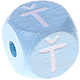 Cubos em azul bebé com letras em relevo, de 10 mm – Checo : Ť
