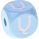 Нежно-голубой кубики с рельефными буквами 10 мм – Литовский язык : Ų