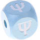 Cubos con letras en relieve de 10 mm en color azul bebé en griego : Ψ