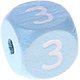 Cubos em azul bebé com letras em relevo, de 10 mm – Russo : З