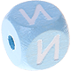 Cubos con letras en relieve de 10 mm en color azul bebé en ruso : И