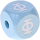 Нежно-голубой кубики с рельефными буквами 10 мм – греческий язык : Φ