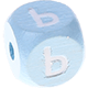 Cubos em azul bebé com letras em relevo, de 10 mm – Russo : ь