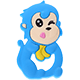 Mordedor colgante de silicona – Mono : azul medio
