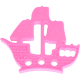 Mordedor colgante de silicona – Barco : rosa bebé