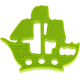 Mordedor colgante de silicona – Barco : verde amarillo