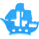 Mordedor colgante de silicona – Barco : azul celeste