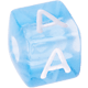 Niebieski plastik kostek z literami – wybór : A