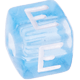 Голубые пластмассовые кубики с буквами по выбору : E