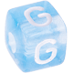 Niebieski plastik kostek z literami – wybór : G