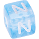 Blåa bokstavstärningar av plast – valfria : N