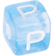 Niebieski plastik kostek z literami – wybór : P