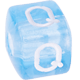 Blue plastic letter cubes – at buyer's choice : Q