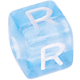 Modré umělohmotné kostky s písmenky dle volby : R