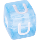 Niebieski plastik kostek z literami – wybór : U