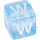 Blåa bokstavstärningar av plast – valfria : W
