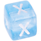 Blåa bokstavstärningar av plast – valfria : X