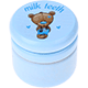 can – "milk teeth", teddy : baby blue