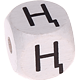 white embossed letter cubes, 10 mm – Kazakh : Ң