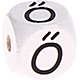 Cubes à lettres gravées – blancs, 10 mm – Hongrois : Ő