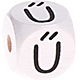 Cubes à lettres gravées – blancs, 10 mm – Hongrois : Ű