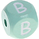 Cubos con letras en relieve de 10 mm en color menta : B