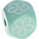 Cubos con letras en relieve de 10 mm en color menta con imágenes : flor